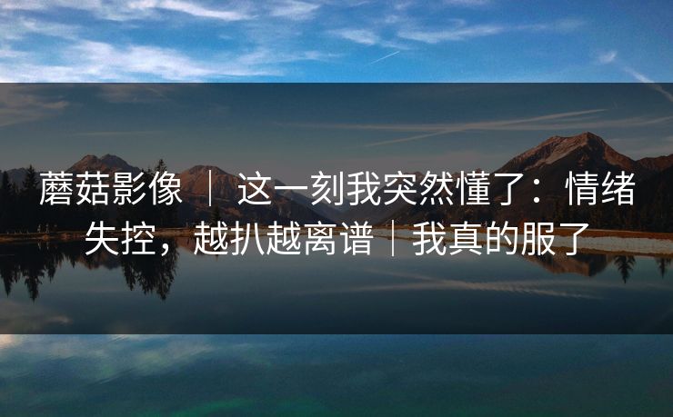 蘑菇影像 ｜ 这一刻我突然懂了：情绪失控，越扒越离谱｜我真的服了