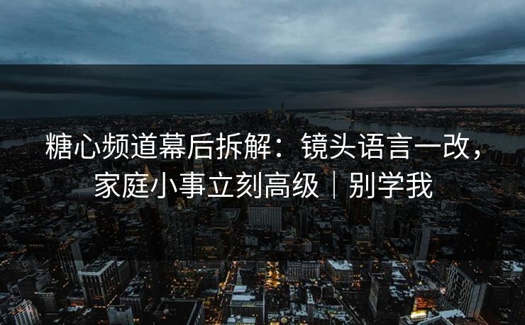 糖心频道幕后拆解：镜头语言一改，家庭小事立刻高级｜别学我