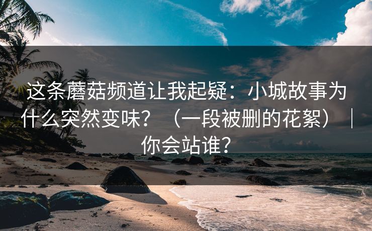 这条蘑菇频道让我起疑：小城故事为什么突然变味？（一段被删的花絮）｜你会站谁？