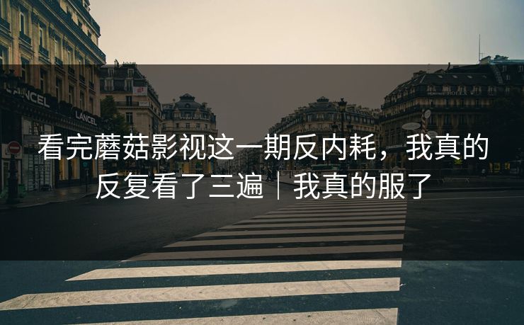 看完蘑菇影视这一期反内耗，我真的反复看了三遍｜我真的服了
