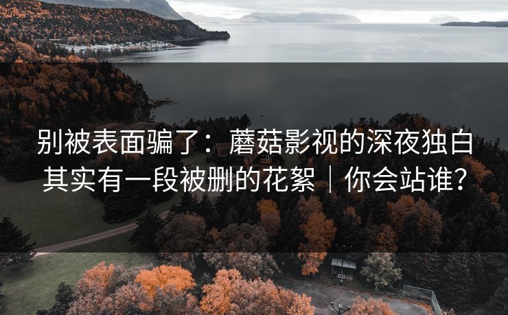 别被表面骗了：蘑菇影视的深夜独白其实有一段被删的花絮｜你会站谁？