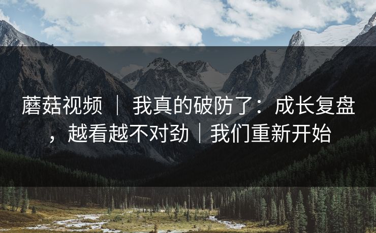 蘑菇视频 ｜ 我真的破防了：成长复盘，越看越不对劲｜我们重新开始