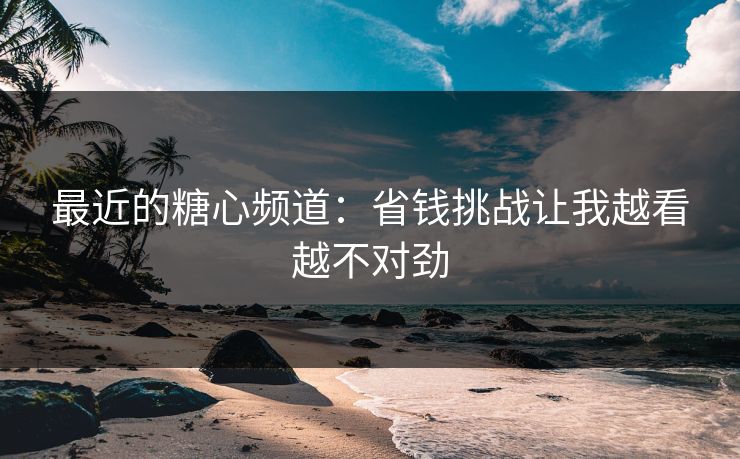 最近的糖心频道：省钱挑战让我越看越不对劲