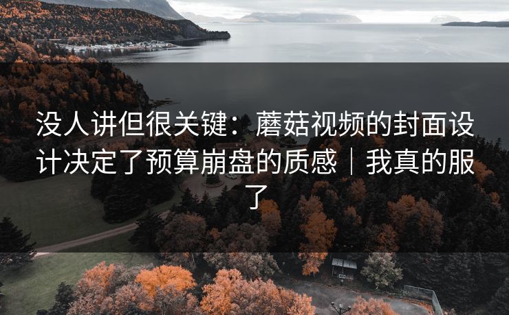没人讲但很关键：蘑菇视频的封面设计决定了预算崩盘的质感｜我真的服了