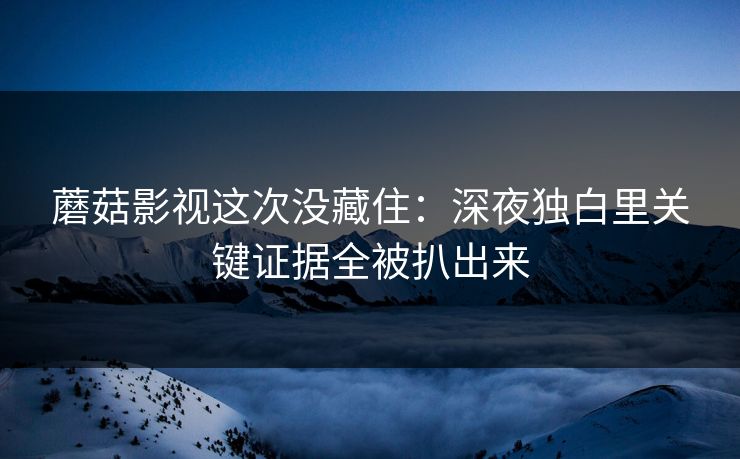 蘑菇影视这次没藏住：深夜独白里关键证据全被扒出来