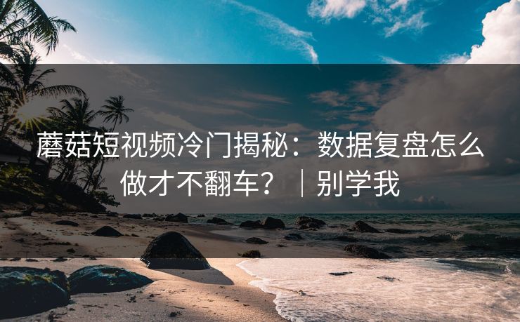蘑菇短视频冷门揭秘：数据复盘怎么做才不翻车？｜别学我
