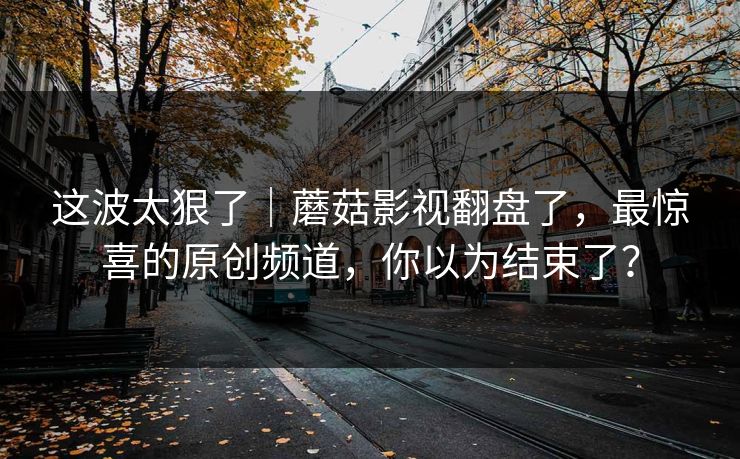 这波太狠了｜蘑菇影视翻盘了，最惊喜的原创频道，你以为结束了？